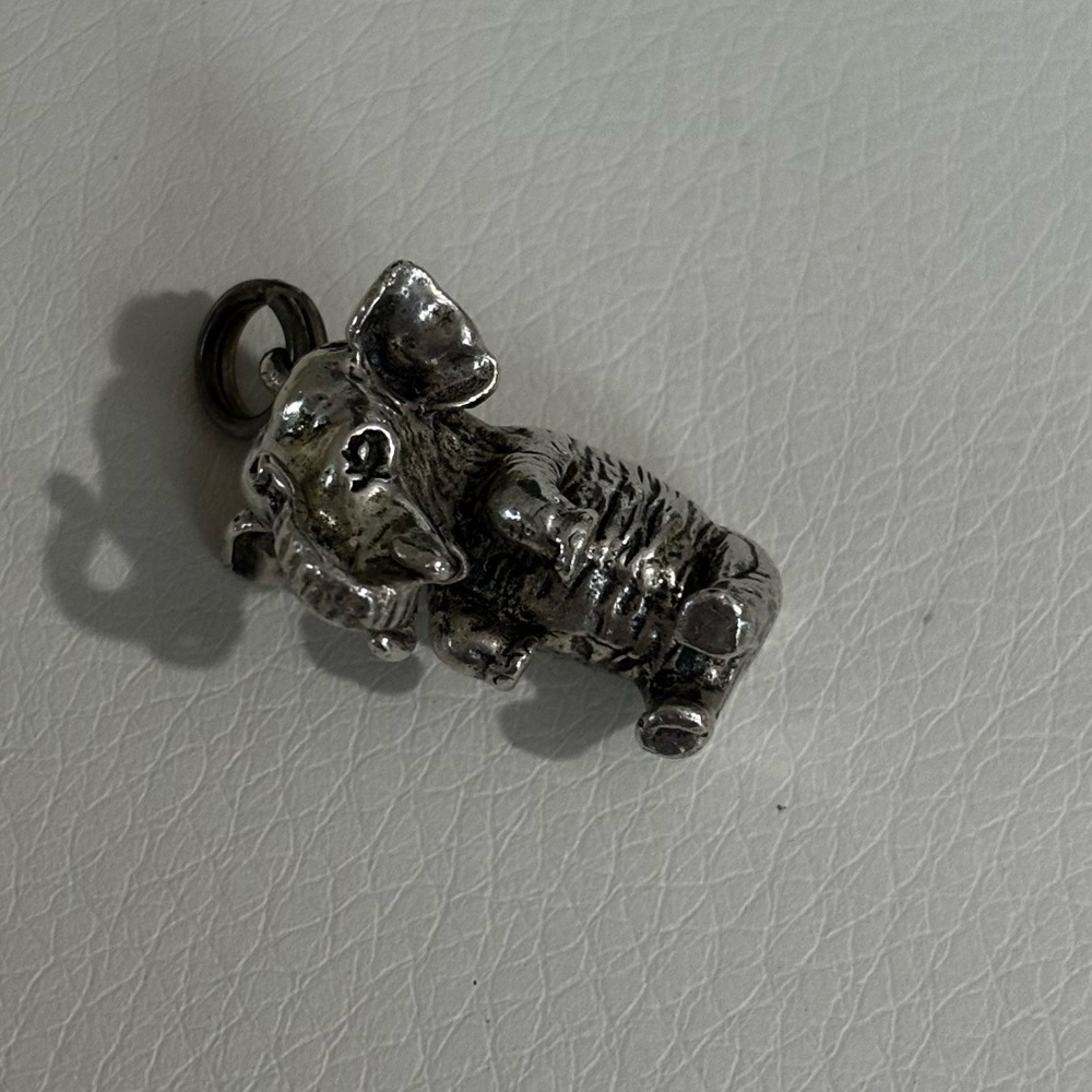 Sterling Silver Solid Heavy Elephant Pendant - image 2